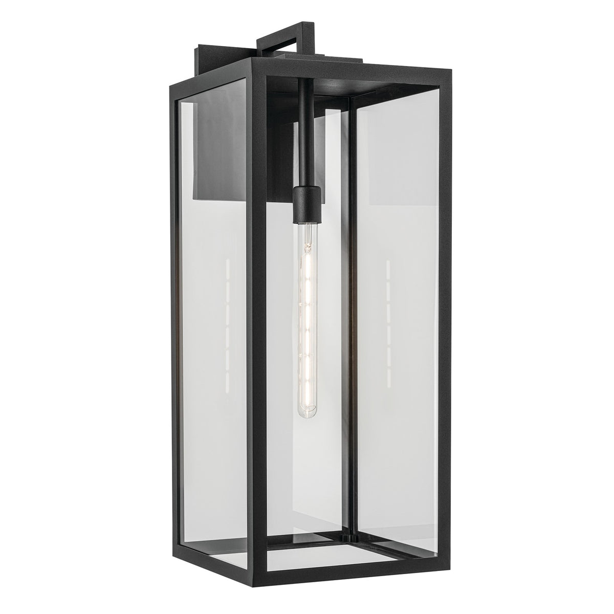 Kichler Branner 1-Light Outdoor Wall Light | Traditional Textured Black Aluminum and Clear Glass | Covered Patio & Entryway | Model 59114BKT