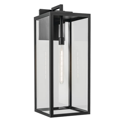 Kichler Branner 1-Light Outdoor Wall Light | Traditional Textured Black Aluminum and Clear Glass | Covered Patio & Entryway | Model 59114BKT