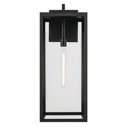 Kichler Branner 1-Light Outdoor Wall Light | Traditional Textured Black Aluminum and Clear Glass | Covered Patio & Entryway | Model 59114BKT