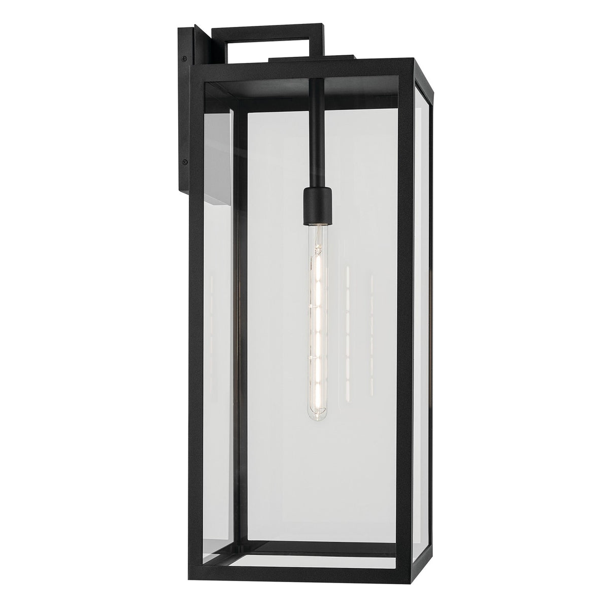 Kichler Branner 1-Light Outdoor Wall Light | Traditional Textured Black Aluminum and Clear Glass | Covered Patio & Entryway | Model 59114BKT