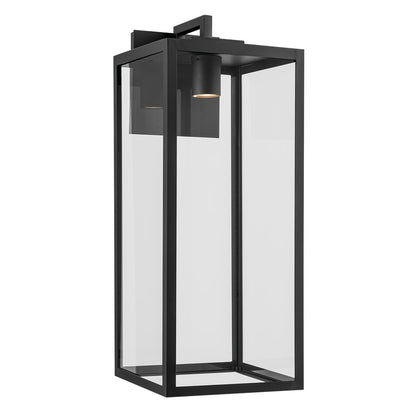 Kichler Branner 30in 1-Light Outdoor Wall Sconce | Traditional Textured Black and Clear Glass | Covered Patio & Entryway | Model 59114BKTDS
