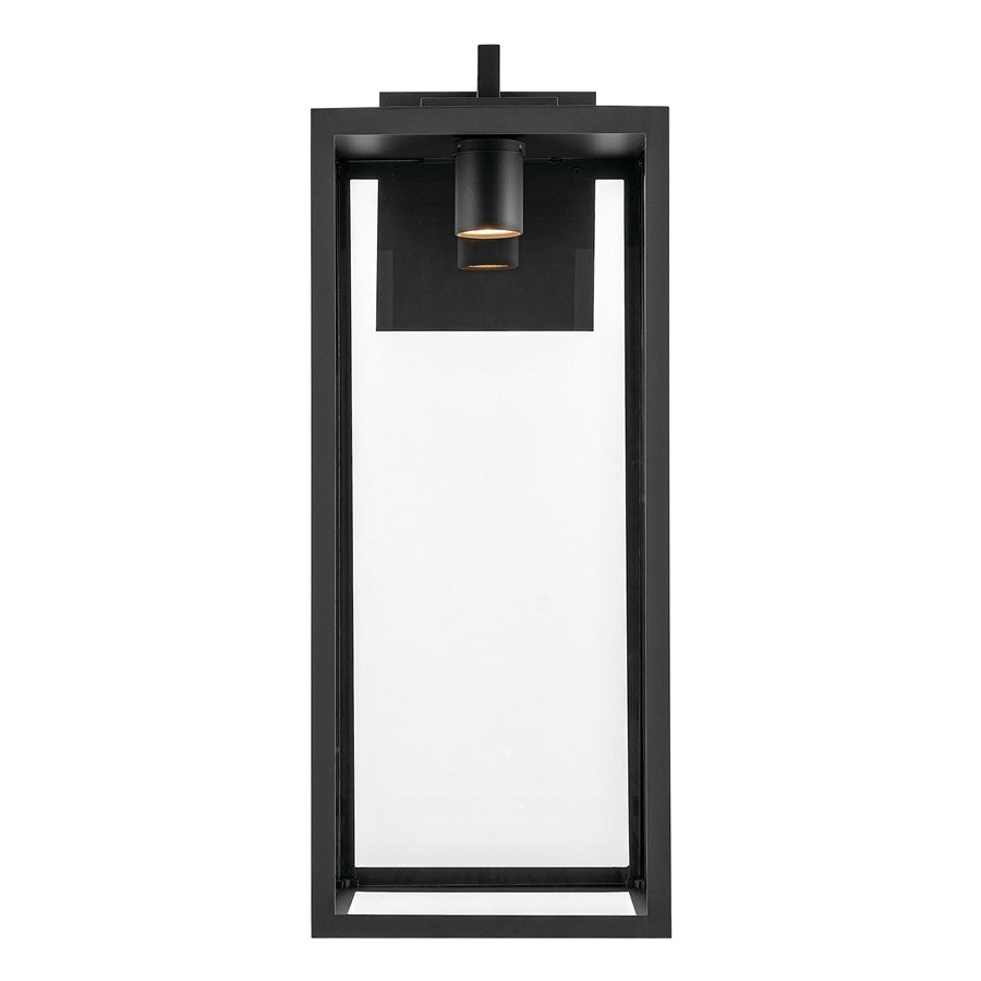 Kichler Branner 30in 1-Light Outdoor Wall Sconce | Traditional Textured Black and Clear Glass | Covered Patio & Entryway | Model 59114BKTDS