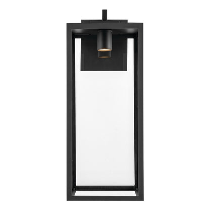 Kichler Branner 30in 1-Light Outdoor Wall Sconce | Traditional Textured Black and Clear Glass | Covered Patio & Entryway | Model 59114BKTDS