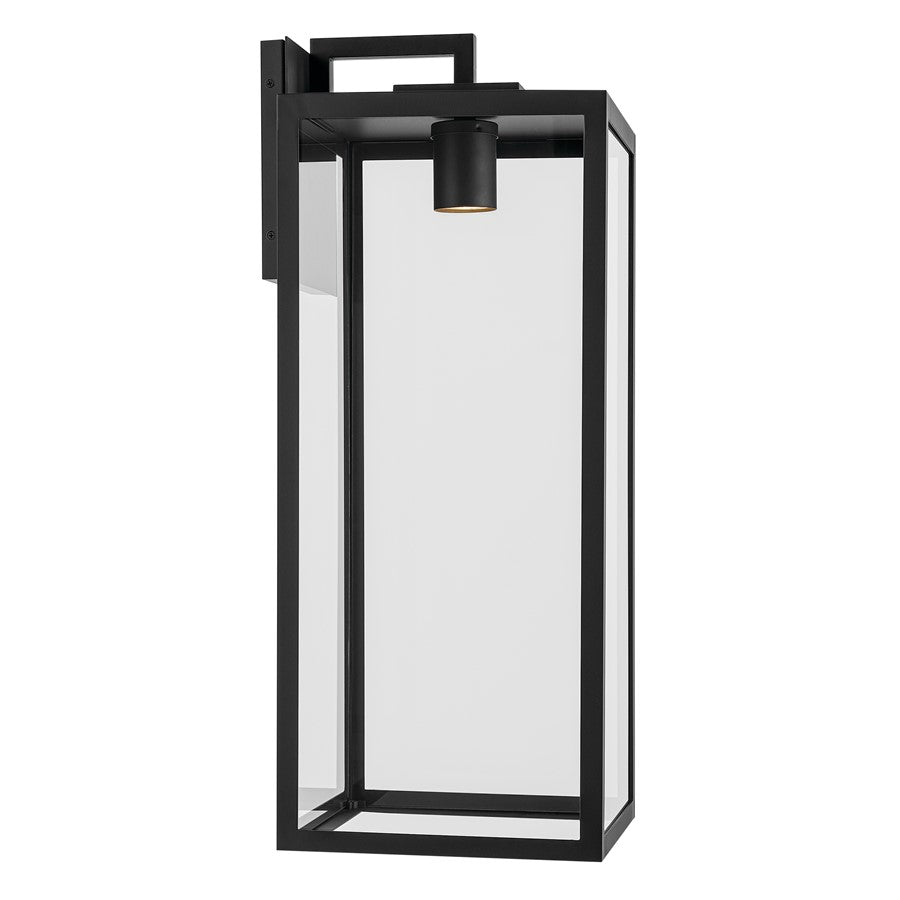 Kichler Branner 30in 1-Light Outdoor Wall Sconce | Traditional Textured Black and Clear Glass | Covered Patio & Entryway | Model 59114BKTDS