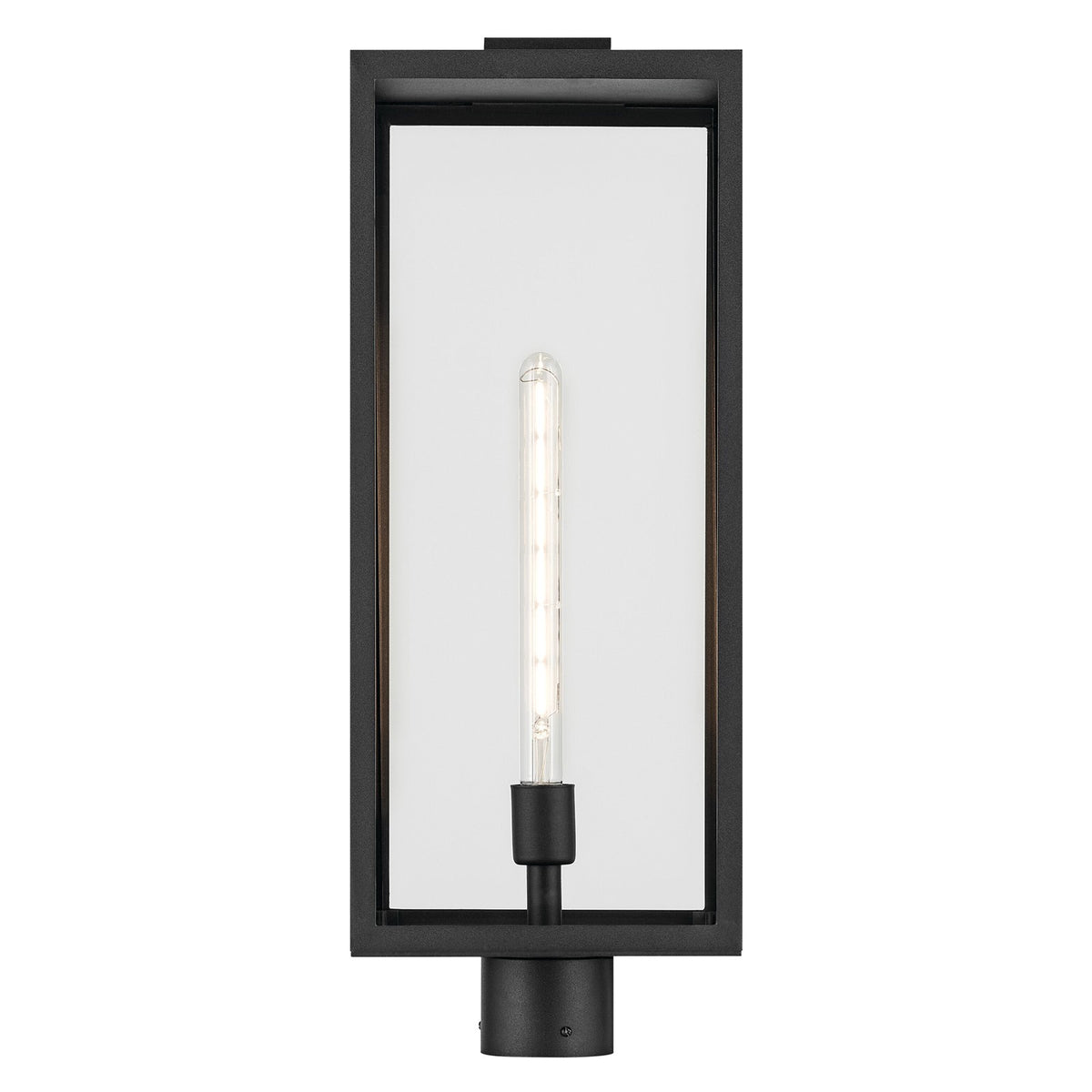 Kichler Branner 25in 1-Light Outdoor Post Lantern | Traditional Textured Black and Clear Glass | Covered Patio & Entryway | Model 59115BKT