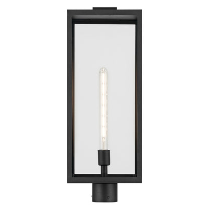 Kichler Branner 25in 1-Light Outdoor Post Lantern | Traditional Textured Black and Clear Glass | Covered Patio & Entryway | Model 59115BKT