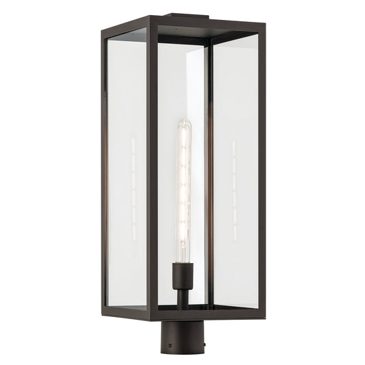 Kichler Branner 25in 1-Light Outdoor Post Lantern | Traditional Olde Bronze and Clear Glass | Driveway & Garden Path | Model 59115OZ