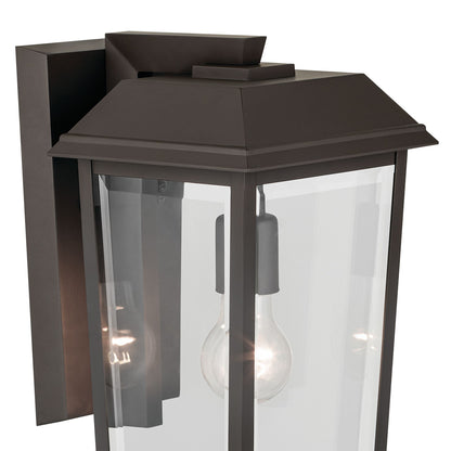 Kichler Mathus 18in 1-Light Outdoor Wall Light | Traditional Olde Bronze and Clear Beveled Glass | Covered Patio & Entryway | Model 59119OZ