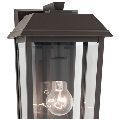Kichler Mathus 18in 1-Light Outdoor Wall Light | Traditional Olde Bronze and Clear Beveled Glass | Covered Patio & Entryway | Model 59119OZ