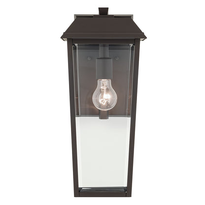 Kichler Mathus 18in 1-Light Outdoor Wall Light | Traditional Olde Bronze and Clear Beveled Glass | Covered Patio & Entryway | Model 59119OZ
