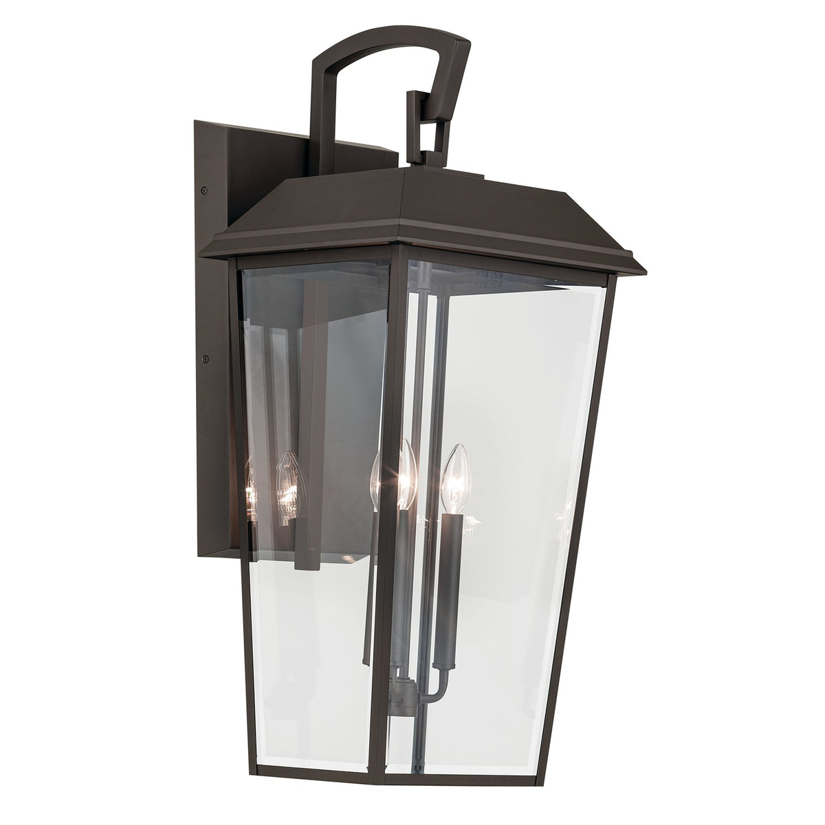 Kichler Mathus 13in 3-Light Outdoor Wall Light | Traditional Olde Bronze and Clear Beveled Glass | Covered Patio & Entryway | Model 59121OZ