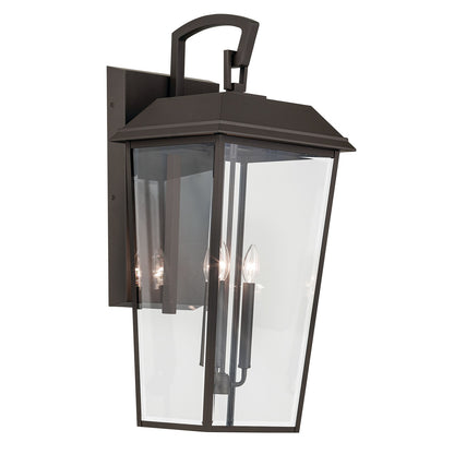 Kichler Mathus 13in 3-Light Outdoor Wall Light | Traditional Olde Bronze and Clear Beveled Glass | Covered Patio & Entryway | Model 59121OZ