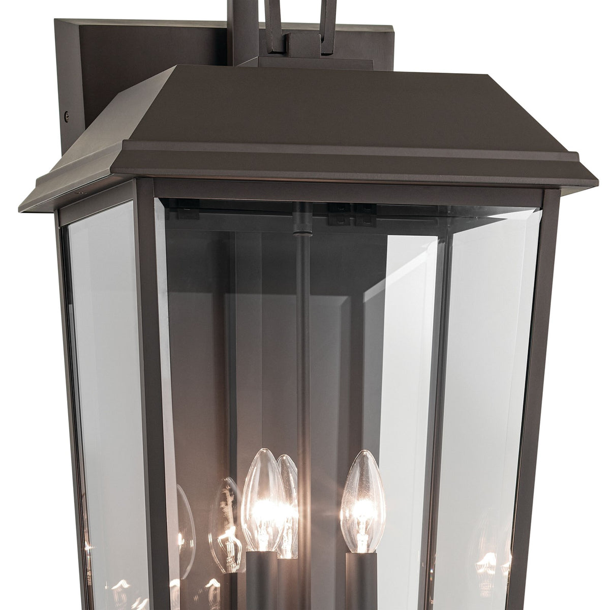 Kichler Mathus 13in 3-Light Outdoor Wall Light | Traditional Olde Bronze and Clear Beveled Glass | Covered Patio & Entryway | Model 59121OZ