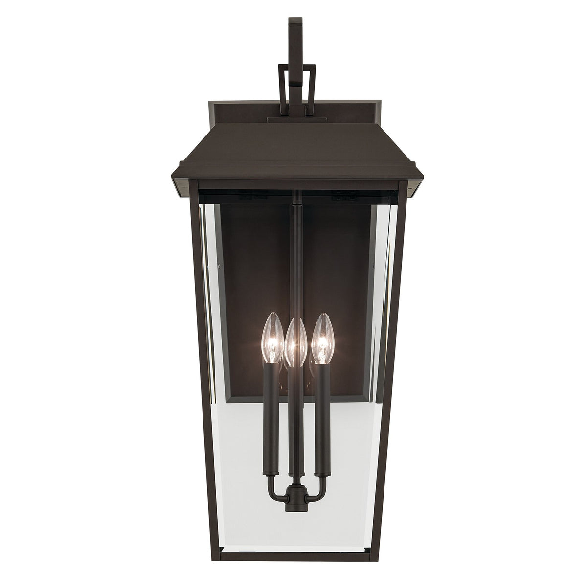 Kichler Mathus 13in 3-Light Outdoor Wall Light | Traditional Olde Bronze and Clear Beveled Glass | Covered Patio & Entryway | Model 59121OZ