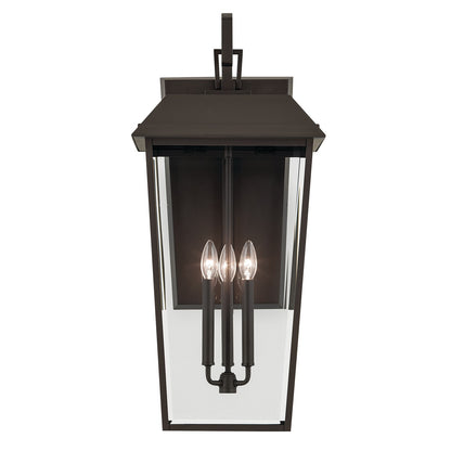 Kichler Mathus 13in 3-Light Outdoor Wall Light | Traditional Olde Bronze and Clear Beveled Glass | Covered Patio & Entryway | Model 59121OZ