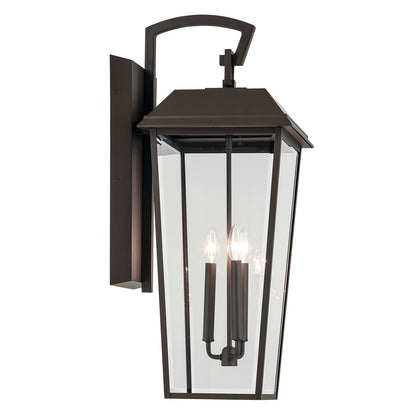 Kichler Mathus 13in 3-Light Outdoor Wall Light | Traditional Olde Bronze and Clear Beveled Glass | Covered Patio & Entryway | Model 59121OZ