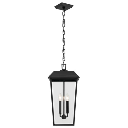Kichler Mathus 9.5in 2-Light Outdoor Pendant | Traditional Textured Black and Clear Beveled Glass | Covered Patio & Entryway | Model 59122BKT
