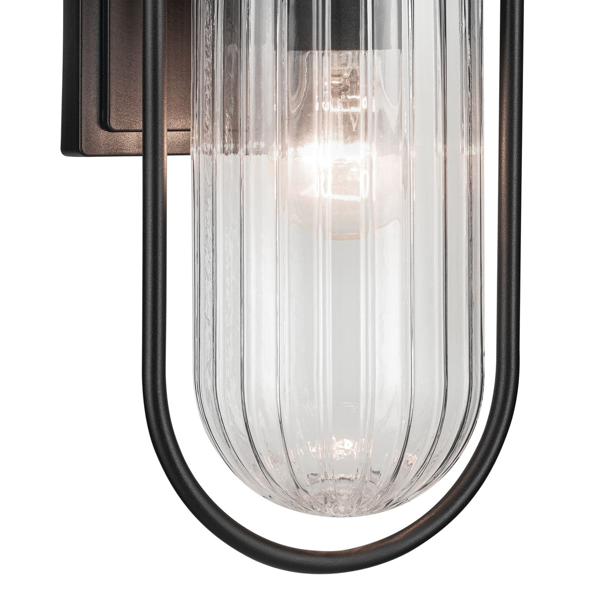 Kichler Brix 1-Light Outdoor Wall Light | Industrial Textured Black Plastic and Clear Glass | Covered Patio & Entryway | Model 59124BKT