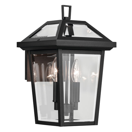 Kichler Regence 2-Light Outdoor Wall Sconce | Traditional Textured Black and Clear Beveled Glass | Covered Patios & Entryways | Model 59125BKT