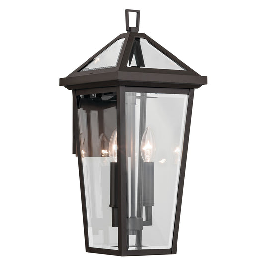 Kichler Regence 8in 2-Light Outdoor Wall Light | Traditional Olde Bronze and Clear Beveled Glass | Entryway & Covered Patio | Model 59126OZ
