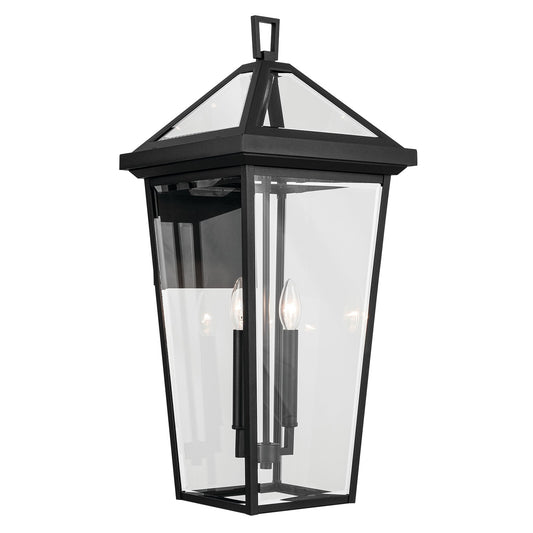 Kichler Regence 11in 2-Light Outdoor Wall Light | Textured Black and Clear Beveled Glass | Entryway & Covered Patio | 11.5 x 26 in | Model 59127BKT