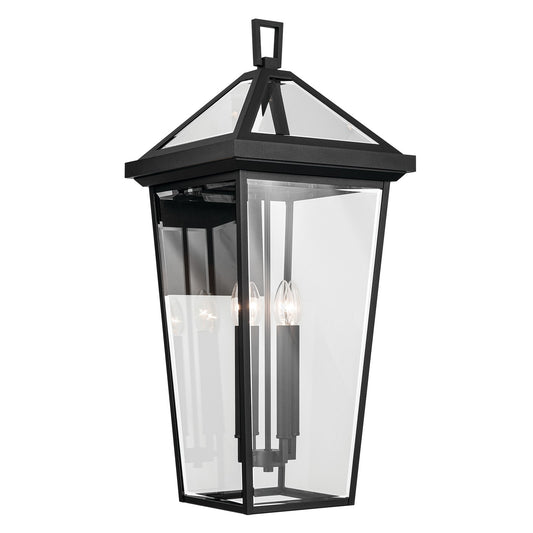 Kichler Regence 30in 4-Light Outdoor Wall Sconce | Traditional Textured Black and Clear Beveled Glass | Covered Patios & Entryways | Model 59128BKT