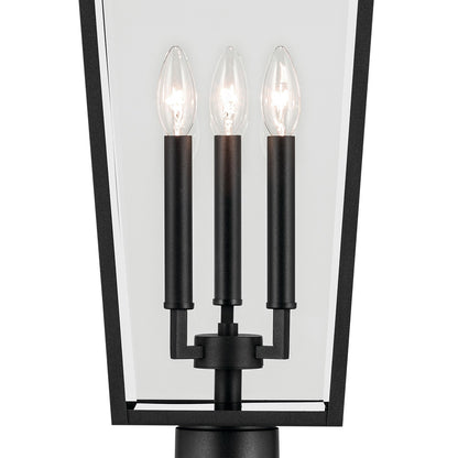 Kichler Regence 11in 3-Light Outdoor Post Lantern | Traditional Textured Black and Clear Beveled Glass | Garden & Pathway | Model 59129BKT