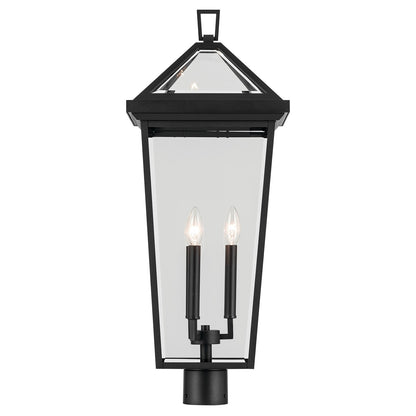 Kichler Regence 11in 3-Light Outdoor Post Lantern | Traditional Textured Black and Clear Beveled Glass | Garden & Pathway | Model 59129BKT
