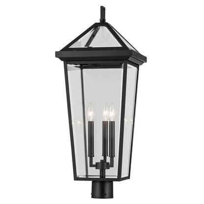 Kichler Regence 11in 3-Light Outdoor Post Lantern | Traditional Textured Black and Clear Beveled Glass | Garden & Pathway | Model 59129BKT