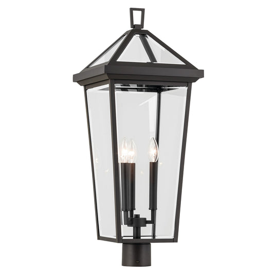 Kichler Regence 11.5in 3-Light Post Lantern | Traditional Olde Bronze and Clear Beveled Glass | Outdoor Entry & Patio | Model 59129OZ