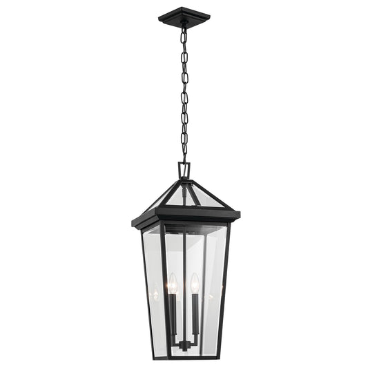 Kichler Regence 11in 2-Light Outdoor Pendant | Traditional Textured Black and Clear Beveled Glass | Covered Porch & Entryway | Model 59130BKT