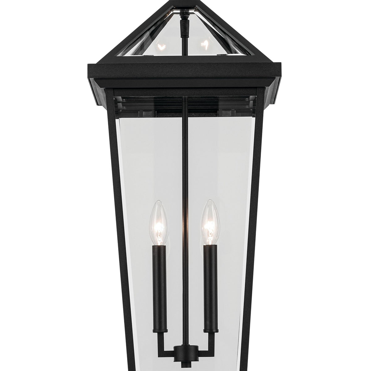 Kichler Regence 11in 2-Light Outdoor Pendant | Traditional Textured Black and Clear Beveled Glass | Covered Porch & Entryway | Model 59130BKT