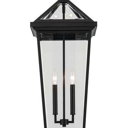 Kichler Regence 11in 2-Light Outdoor Pendant | Traditional Textured Black and Clear Beveled Glass | Covered Porch & Entryway | Model 59130BKT
