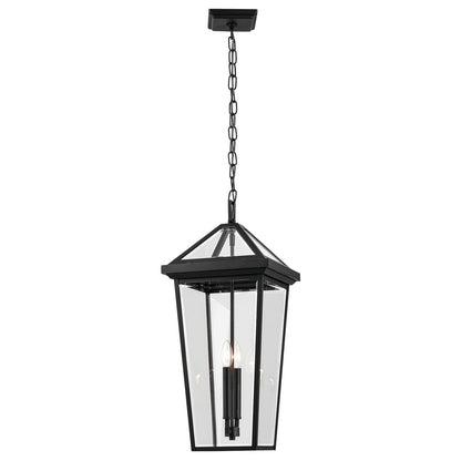 Kichler Regence 11in 2-Light Outdoor Pendant | Traditional Textured Black and Clear Beveled Glass | Covered Porch & Entryway | Model 59130BKT