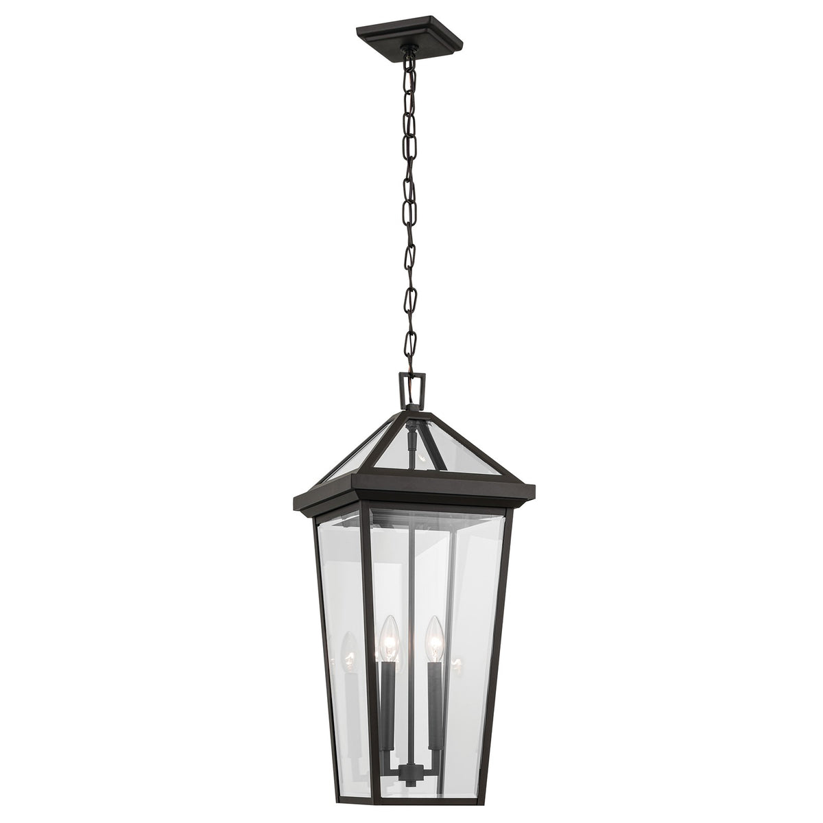 Kichler Regence 11in 2-Light Outdoor Pendant | Traditional Olde Bronze and Clear Beveled Glass | Covered Patio & Entryway | Model 59130OZ