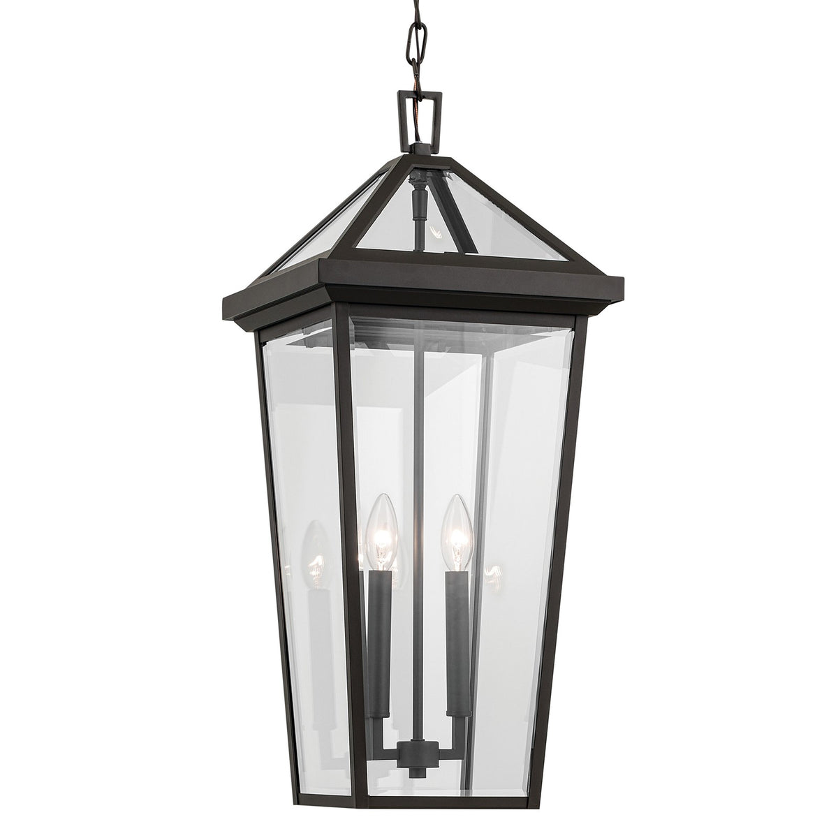Kichler Regence 11in 2-Light Outdoor Pendant | Traditional Olde Bronze and Clear Beveled Glass | Covered Patio & Entryway | Model 59130OZ