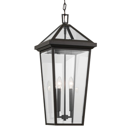 Kichler Regence 11in 2-Light Outdoor Pendant | Traditional Olde Bronze and Clear Beveled Glass | Covered Patio & Entryway | Model 59130OZ
