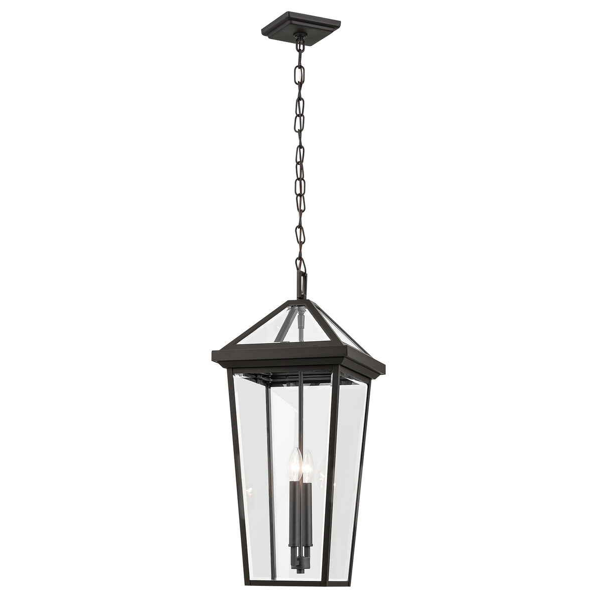 Kichler Regence 11in 2-Light Outdoor Pendant | Traditional Olde Bronze and Clear Beveled Glass | Covered Patio & Entryway | Model 59130OZ