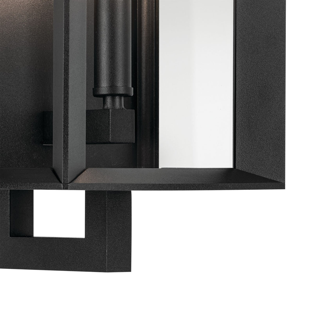 Kichler Kroft 14in 1-Light Outdoor Wall Sconce | Traditional Textured Black Aluminum Clear Glass | Entryway & Covered Patio | Model 59131BKT