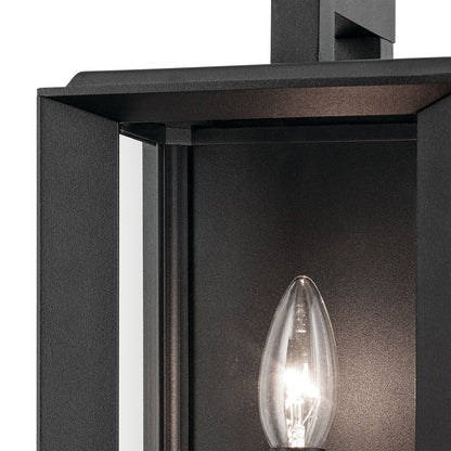 Kichler Kroft 14in 1-Light Outdoor Wall Sconce | Traditional Textured Black Aluminum Clear Glass | Entryway & Covered Patio | Model 59131BKT