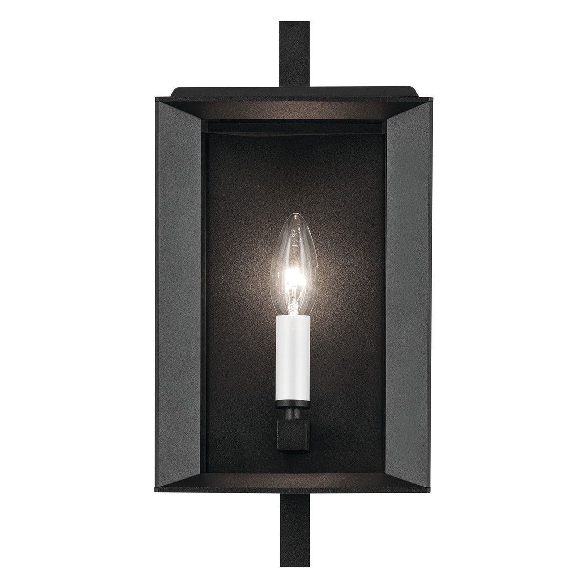 Kichler Kroft 14in 1-Light Outdoor Wall Sconce | Traditional Textured Black Aluminum Clear Glass | Entryway & Covered Patio | Model 59131BKT