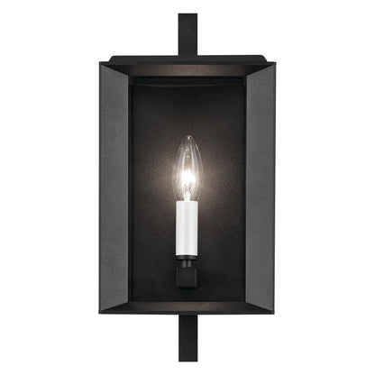 Kichler Kroft 14in 1-Light Outdoor Wall Sconce | Traditional Textured Black Aluminum Clear Glass | Entryway & Covered Patio | Model 59131BKT