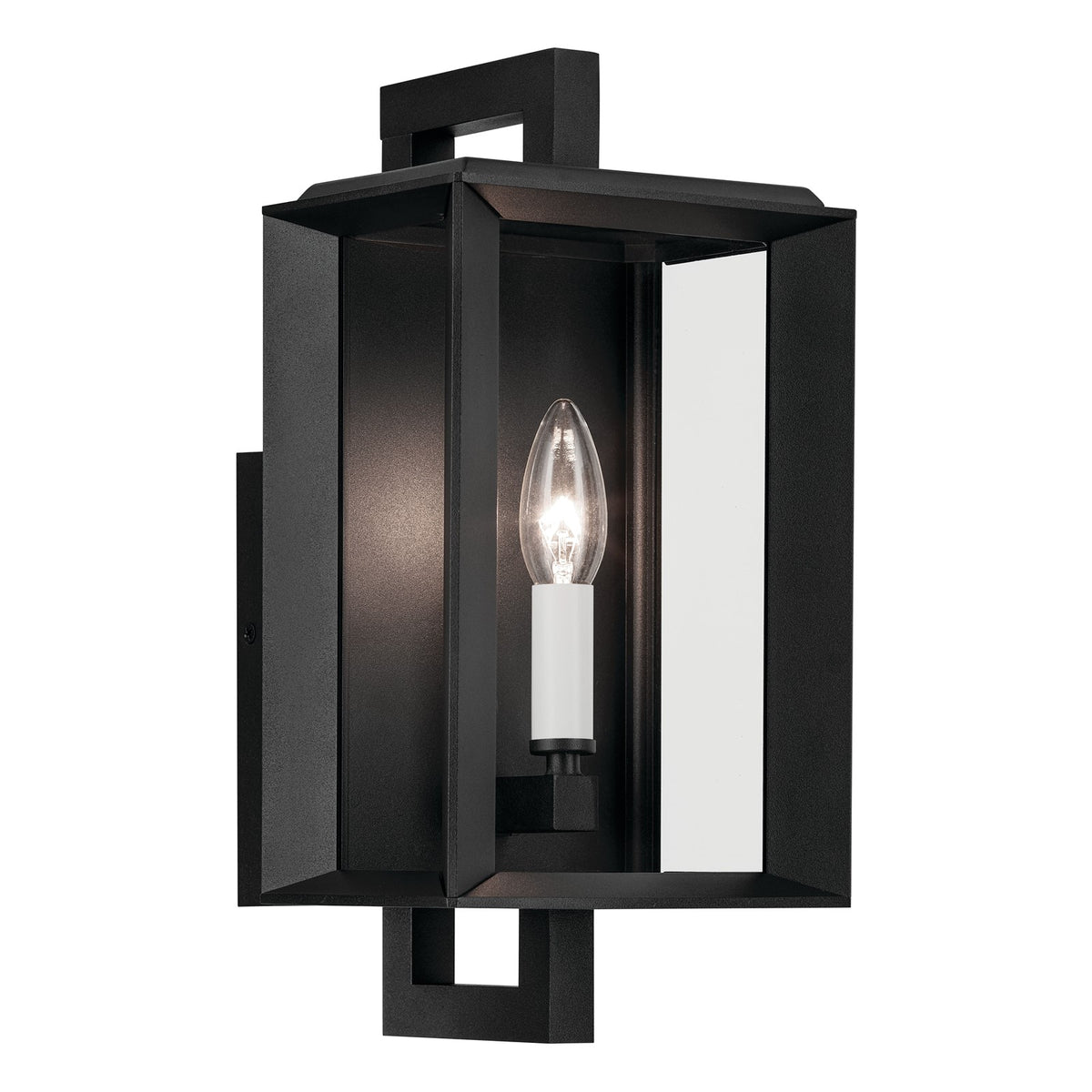 Kichler Kroft 14in 1-Light Outdoor Wall Sconce | Traditional Textured Black Aluminum Clear Glass | Entryway & Covered Patio | Model 59131BKT