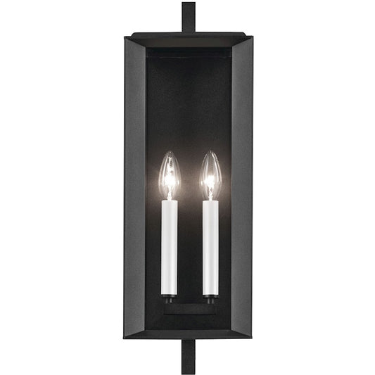 Kichler Kroft 21in 2-Light Outdoor Wall Sconce | Traditional Textured Black and Clear Glass | Covered Patio & Entryway | 7 x 20.5 in | Model 59132BKT