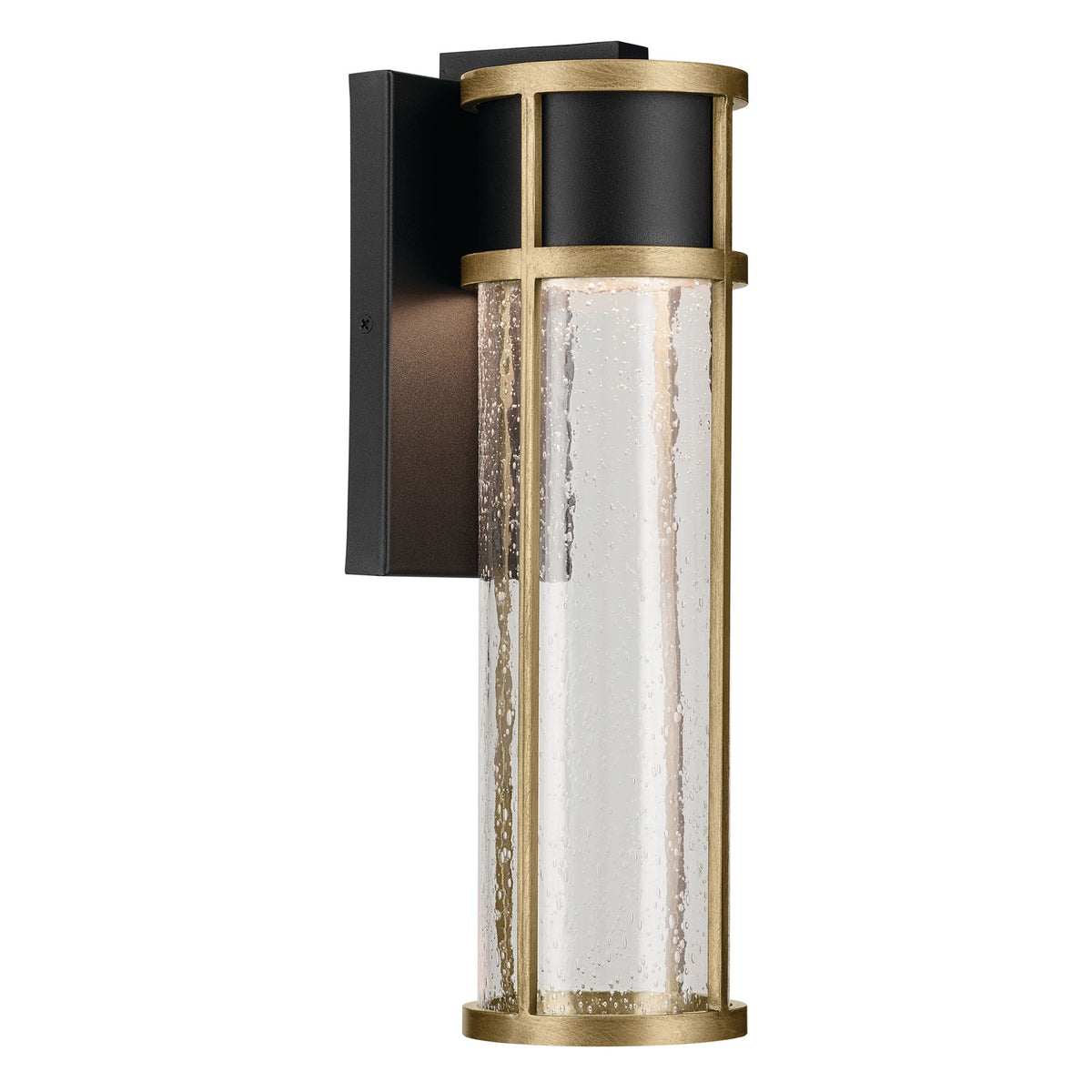 Kichler Camillo 16in 1-Light Outdoor Wall Sconce | Industrial Textured Black and Clear Seeded Glass | Covered Patios & Entryways | Model 59140BKT