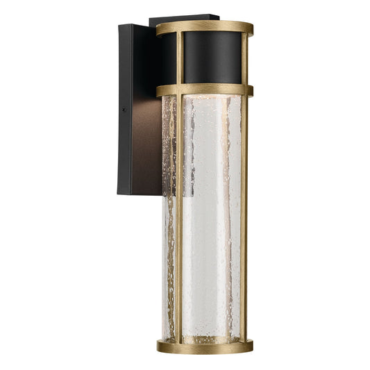 Kichler Camillo 16in 1-Light Outdoor Wall Sconce | Industrial Textured Black and Clear Seeded Glass | Covered Patios & Entryways | Model 59140BKT