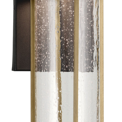 Kichler Camillo 16in 1-Light Outdoor Wall Sconce | Industrial Textured Black and Clear Seeded Glass | Covered Patios & Entryways | Model 59140BKT