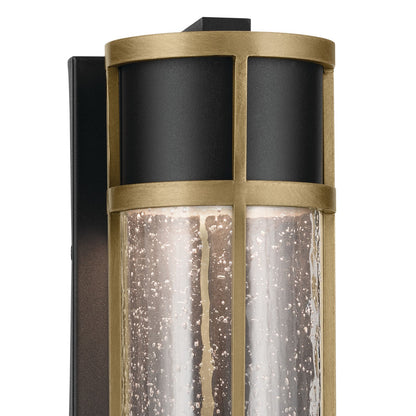 Kichler Camillo 16in 1-Light Outdoor Wall Sconce | Industrial Textured Black and Clear Seeded Glass | Covered Patios & Entryways | Model 59140BKT