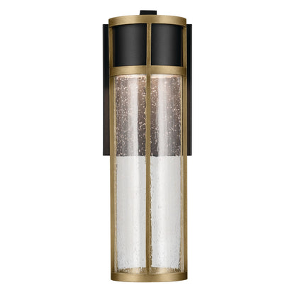 Kichler Camillo 16in 1-Light Outdoor Wall Sconce | Industrial Textured Black and Clear Seeded Glass | Covered Patios & Entryways | Model 59140BKT