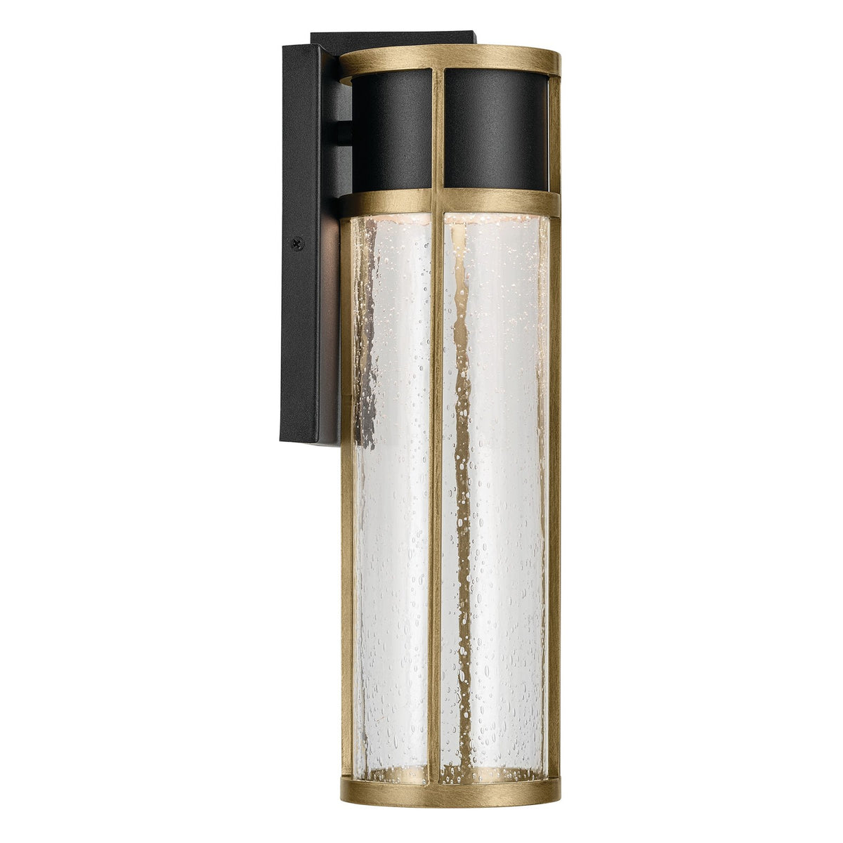 Kichler Camillo 16in 1-Light Outdoor Wall Sconce | Industrial Textured Black and Clear Seeded Glass | Covered Patios & Entryways | Model 59140BKT
